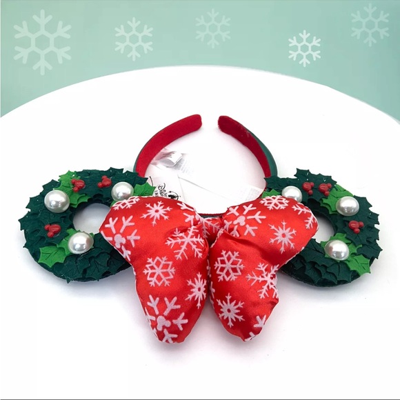 NEW 2023 Disney Shanghai Park exclusive Minnie Christmas Ears ** MINOR DAMAGE ** - Picture 2 of 10